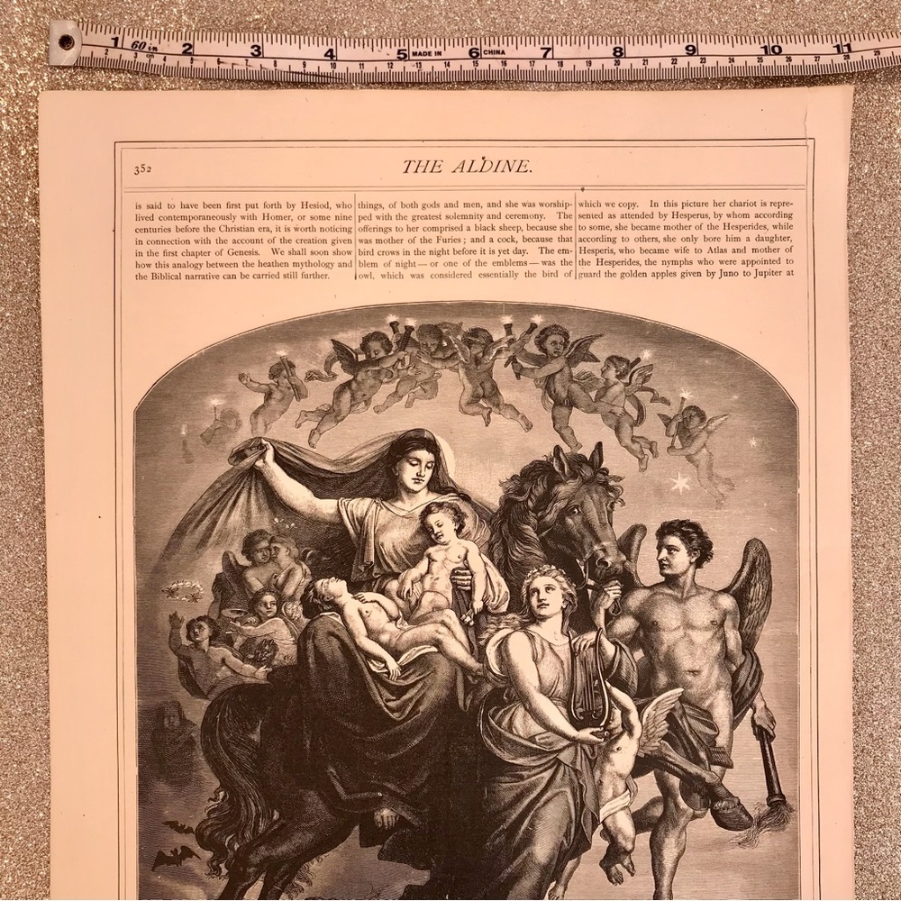Angel Night Print by R. Brend’amour 1875 vintage art - Picture 8 of 13